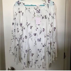 Lauren Conrad floral butterfly blouse XXL